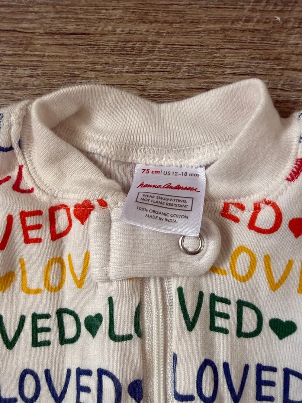Hanna Andersson Loved Rainbow Pajama Onsie Size 12-18 M
